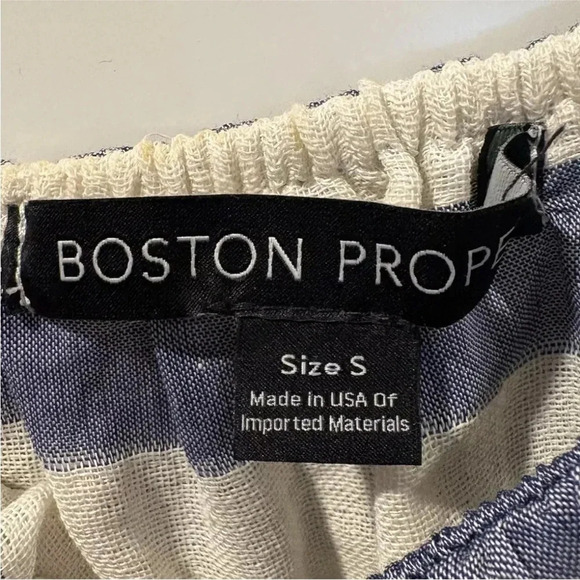 Boston Proper Blue White Stripe Cotton Romper Ruffle Womens‎ Size Small (636) - Picture 3 of 5